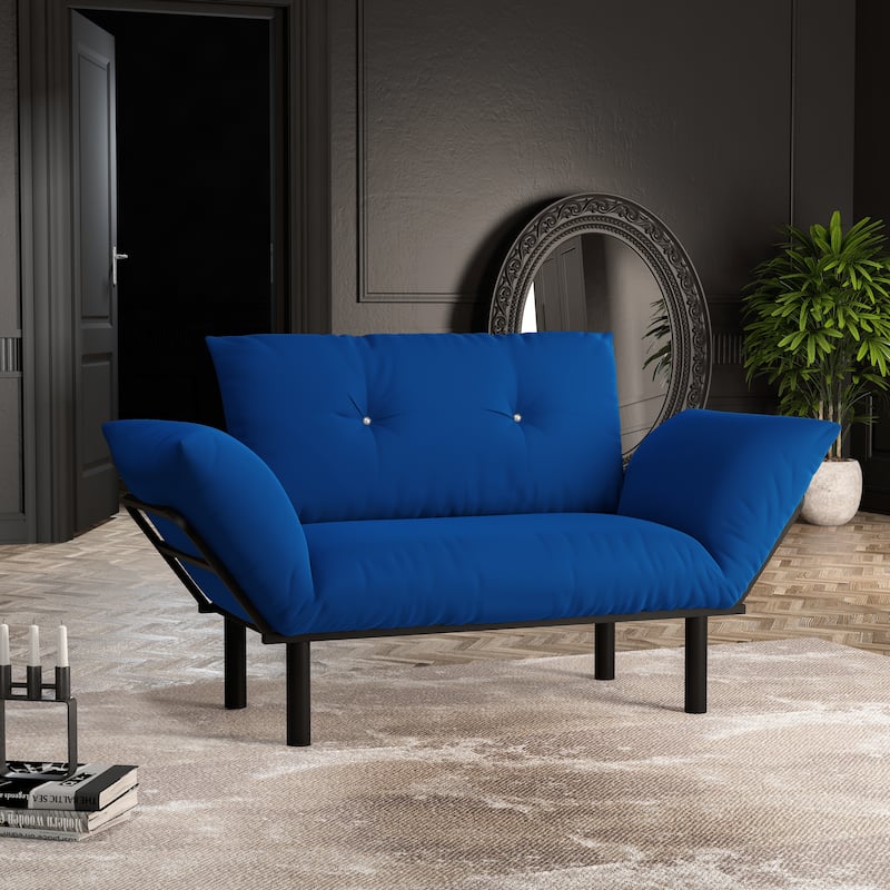 Haydar Extra-wide Modern Loveseat with Metal Legs - Blue