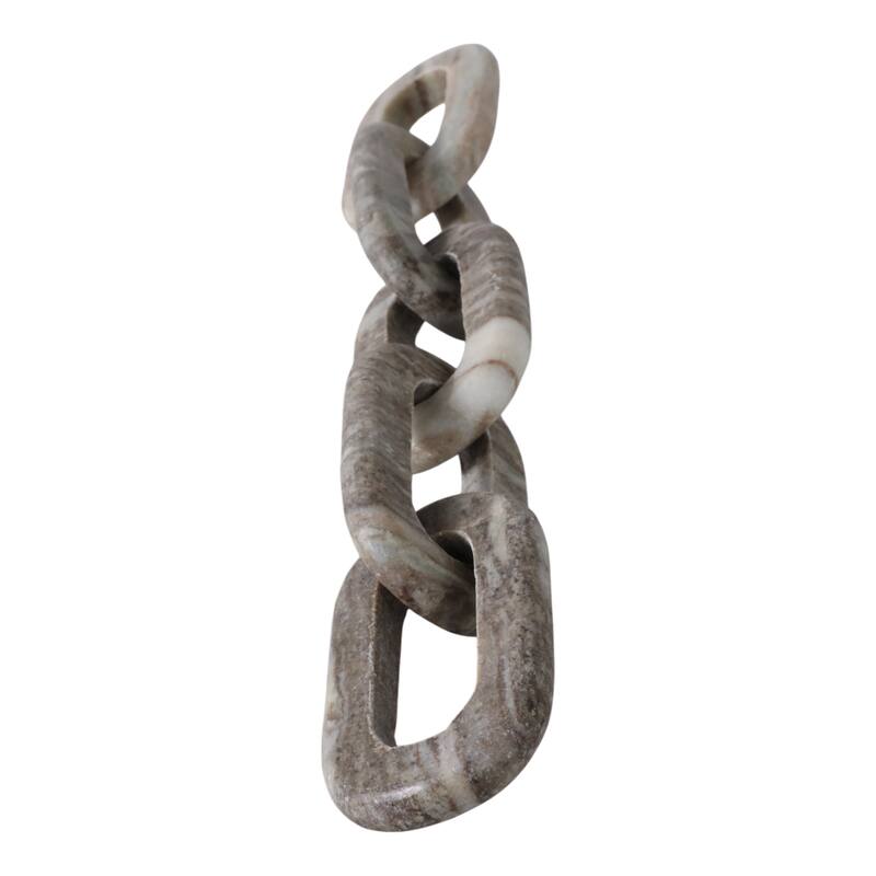 Travertine Wood Modern Decorative Chain Link Sculpture Accent Decor