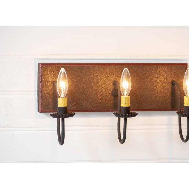 Irvins Country Tinware 3 Light Vanity Light In Espresso & Salem Brick - 9 X 8.5 X 17.25 inches