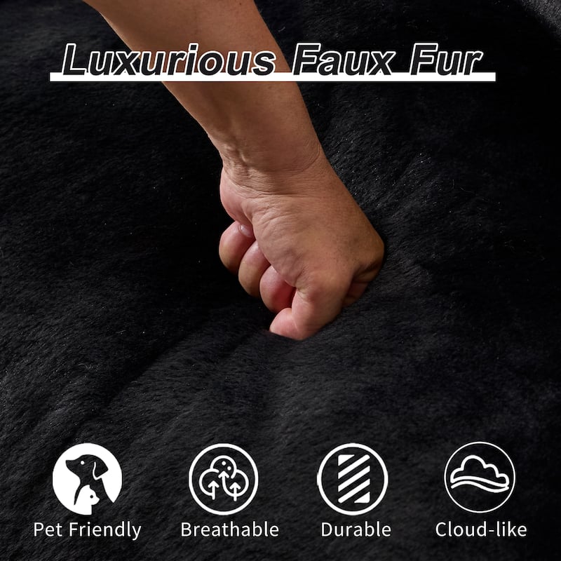 Fabric Upholstered Oversized Chase Lounge Loveseat Bean Bag Lazy Sofa with 2 Pillows