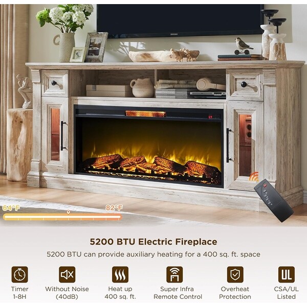 Farmhouse Fireplace TV Stand for 80 Inch TV Entertainment Center On Sale Bed Bath Beyond 41703279