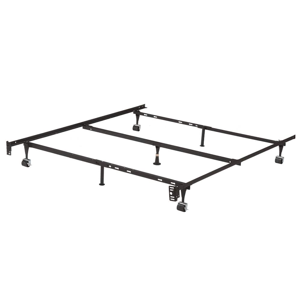 Queen Sturdy Black Metal Adjustable Bed Frame w/Headboard Brackets