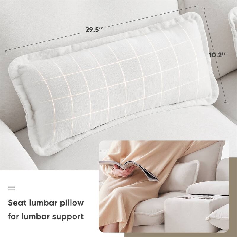 123*55" Modern U-shaped Sofa with Console,Cupholders and USB Ports