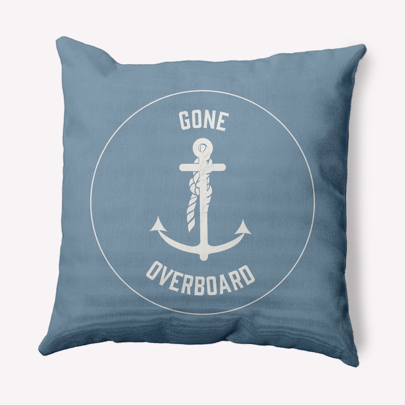Gone Forever Overboard Nautical Decorative Indoor Pillow - Dusty Smoke - 16" x 16"