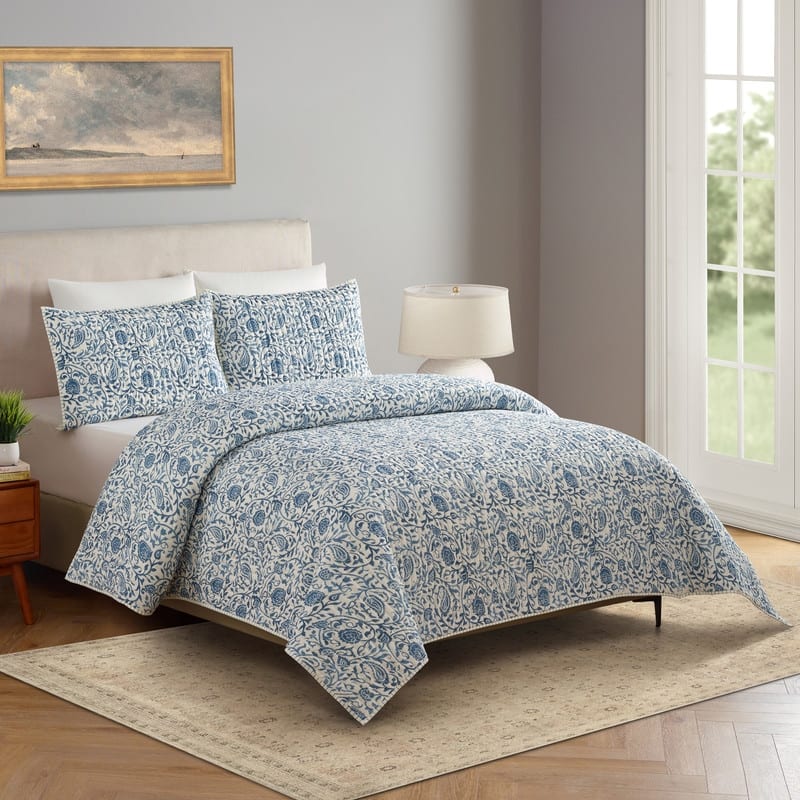 Eden Paisley Gauze 3-Piece Reversible Quilt Set