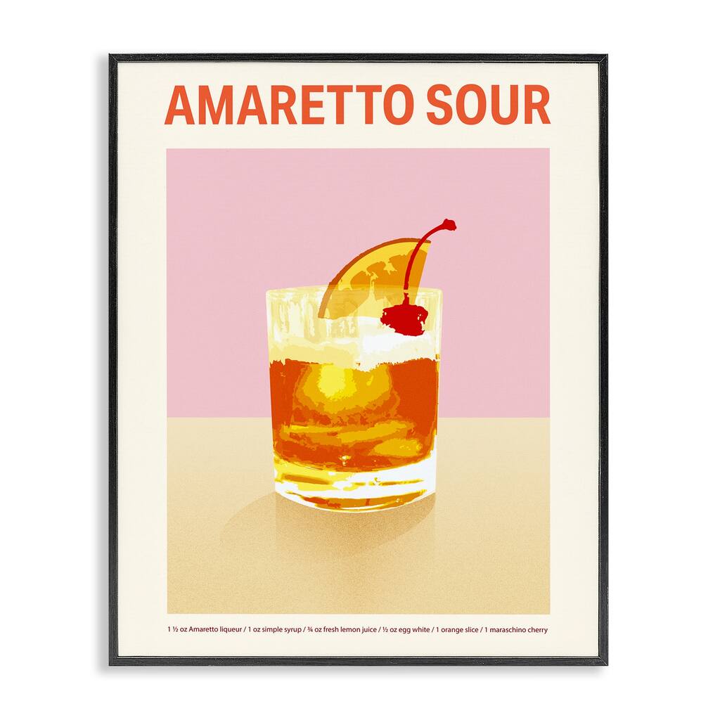 Stupell Amaretto Sour Classic Drink Framed Giclee Art Design By Victoria Barnes