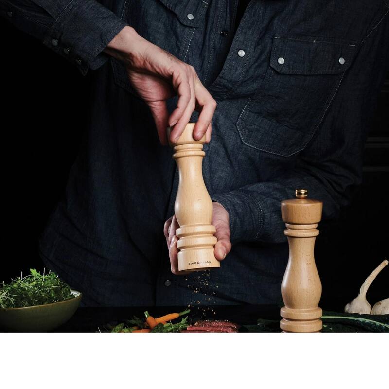 Cole & Mason London Natural Beech Salt & Pepper Mills Grinder Set 5"