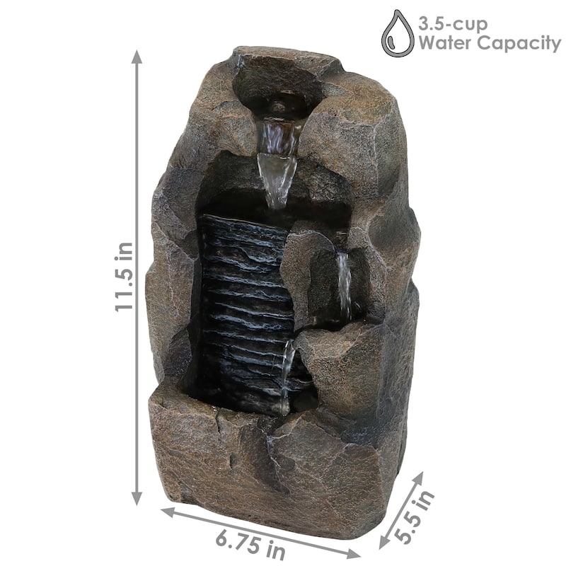 Stony Rock Waterfall Indoor Tabletop Fountain - 11-Inch Water Feature
