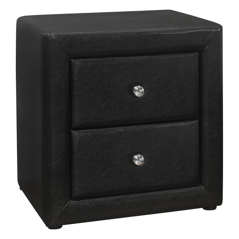 Contemporary 2 Drawer Velvet Upholstered Nightstand 21 Inch, No Assembly Required