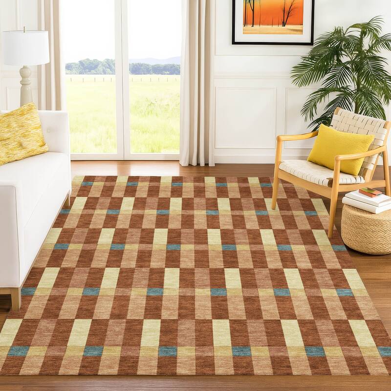 Machine Washable Indoor/ Outdoor Modern Chanute Chantille Rug