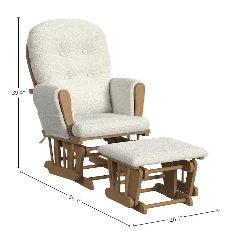 Kennedy Classic Rocker with Ottoman, Vanilla Fabric