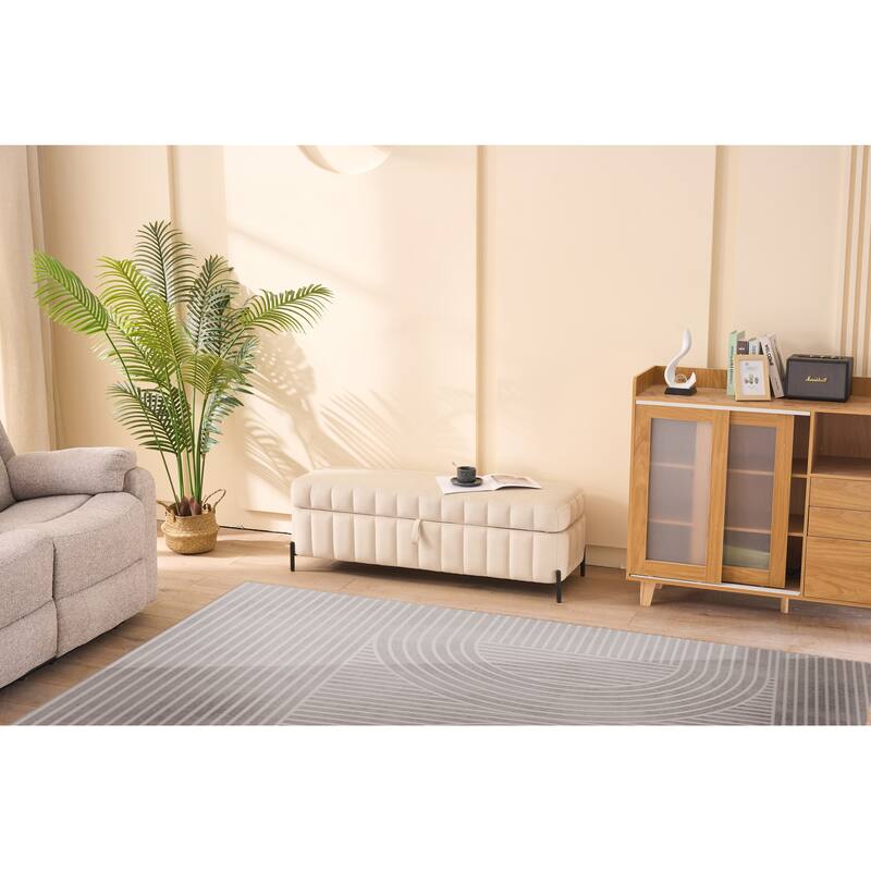 49.21"Wide Velvet Storage Soft Bench for Living Room, Entryway and Bedroom