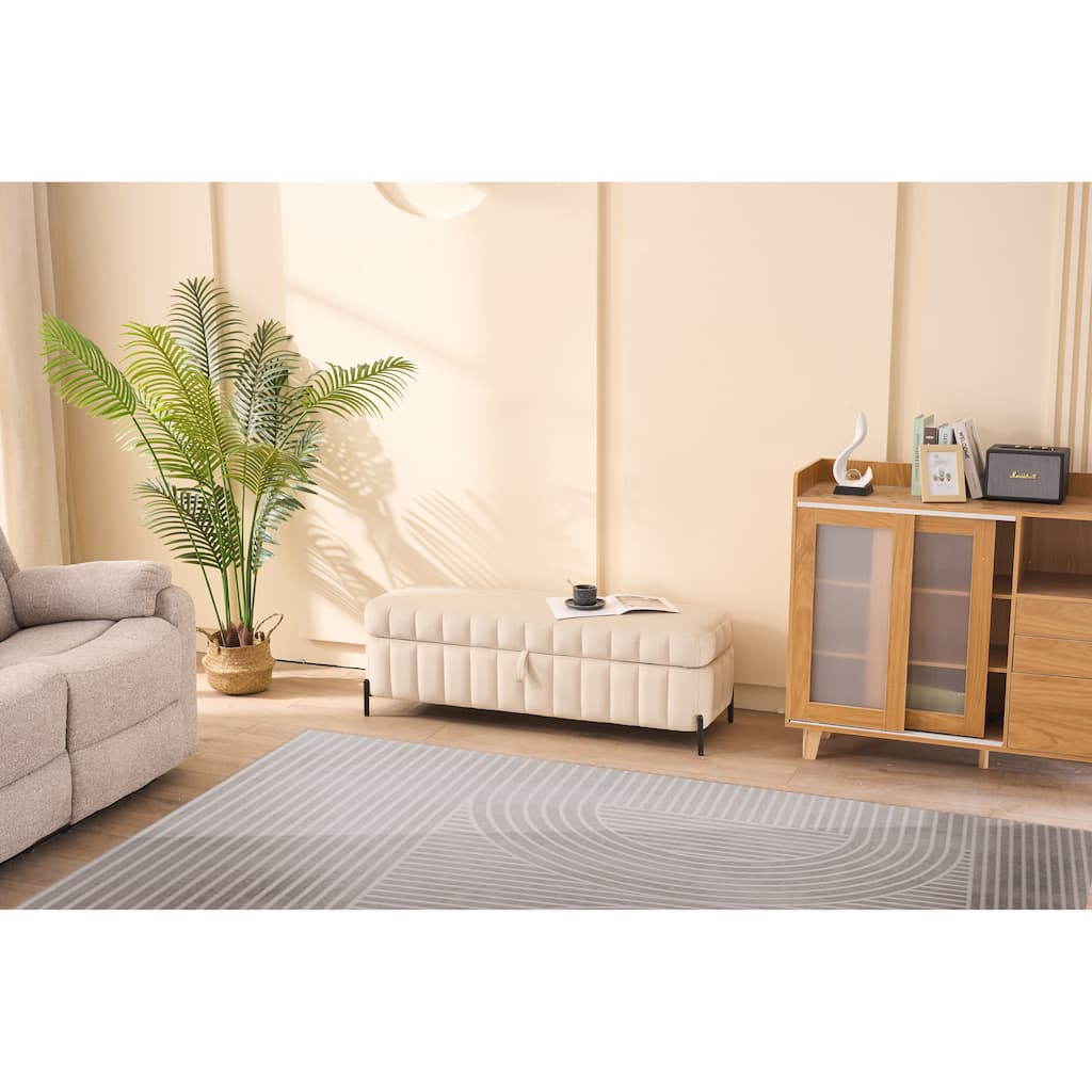 49.21"Wide Velvet Storage Soft Bench for Living Room, Entryway and Bedroom