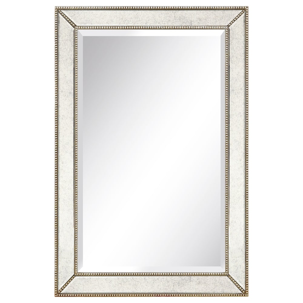 Champagne Bead Beveled Rectangular Wall Mirror - Clear