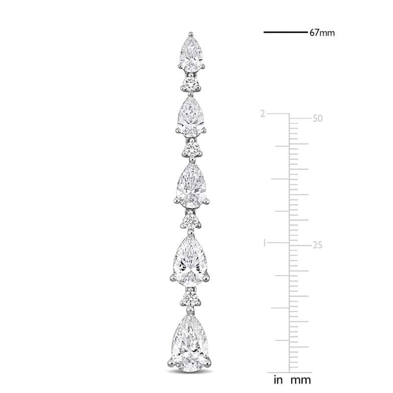 12 1/2ct TW Pear Round-Cut Lab-Grown Drop Earrings in 14k White Gold