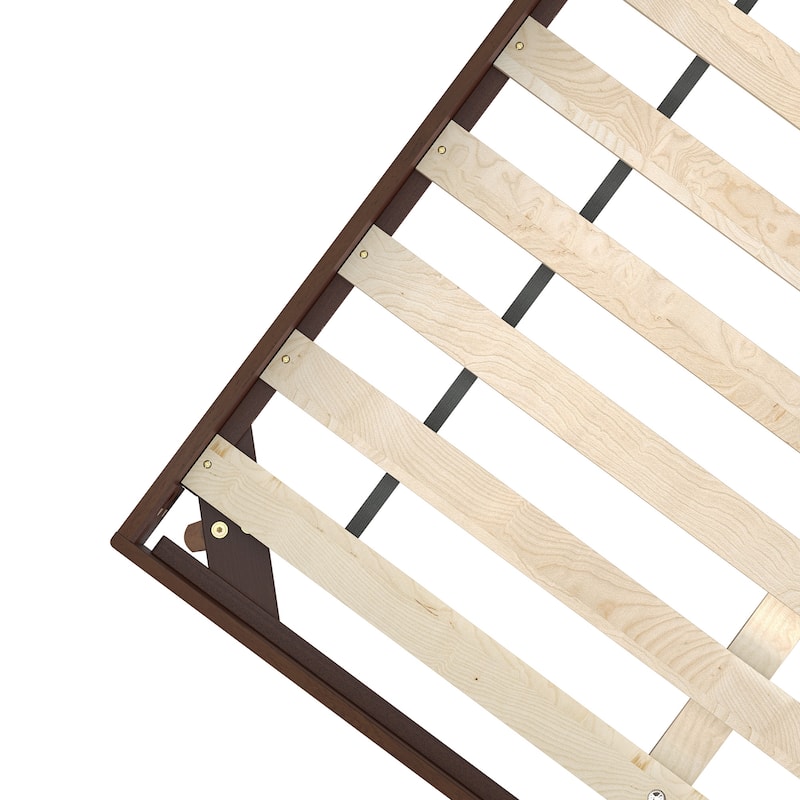 Solid Wood Full/Queen/King Size Platform Bed Frame with Upholstered Tufted Headboard