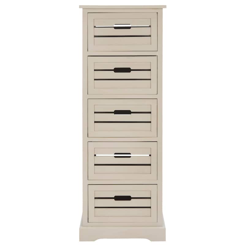 SAFAVIEH Cinda Black Storage 5-Drawer Cabinet - 16.5" x 12.6" x 46.5" - 17Wx13Dx47H - Vintage Grey