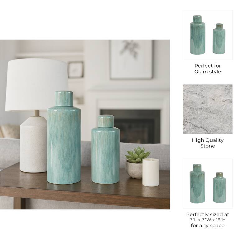 Sagebrook Home Corvallis Ceramic Canisters, Cylinder (Set Of 2)