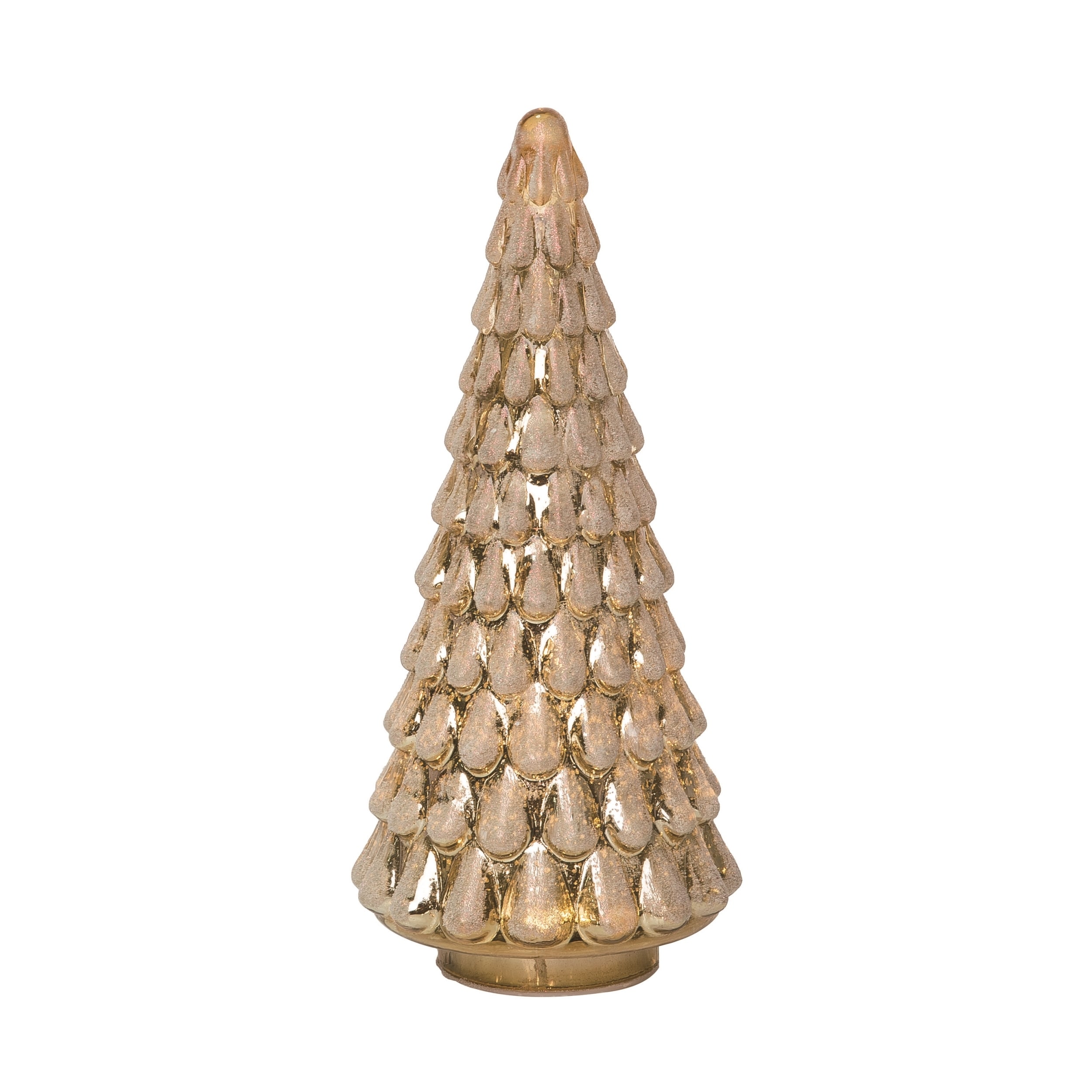 Transpac Glass 12.8 in. Gold Christmas Light Up Gold Tree