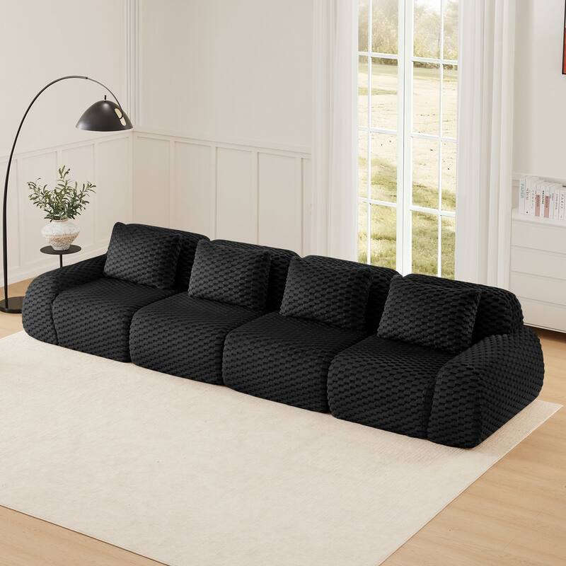 Rossetta 146" Oversized 4-Seater Modern Anti-slip Design Modular Sectional Flannelette Fabric Boneless Deep Sofa
