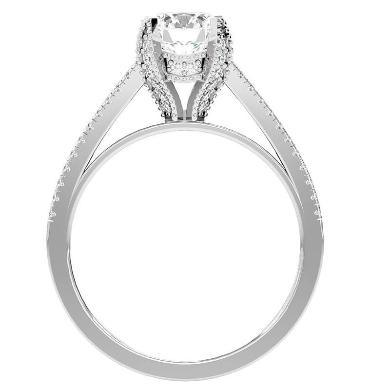 1 1/10Ct Moissanite & Diamond Multi Row Engagement Ring White Yellow Rose Gold