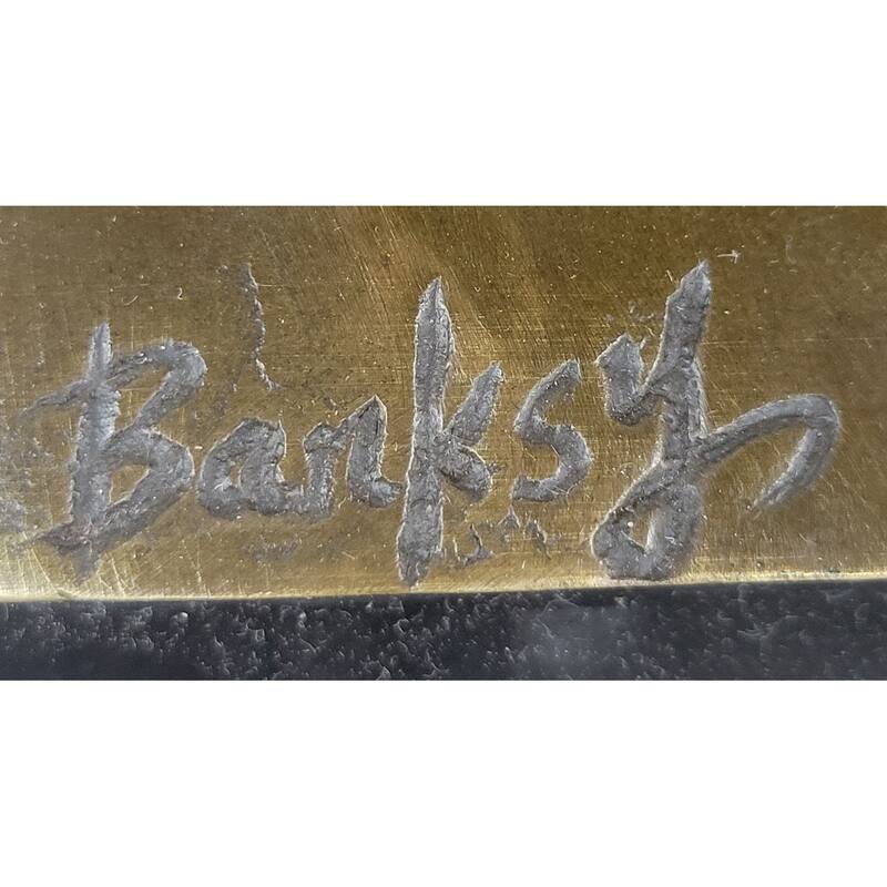 Space Girl And Bird After Banksy - Bronze Sculpture Statue On Marble Base