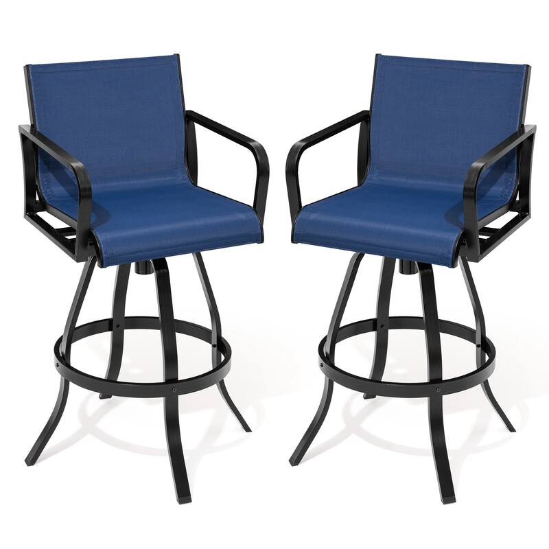 Outdoor Indoor All-weather Swivel Barstool Patio Bar Stools (Set of 2) - See Picture