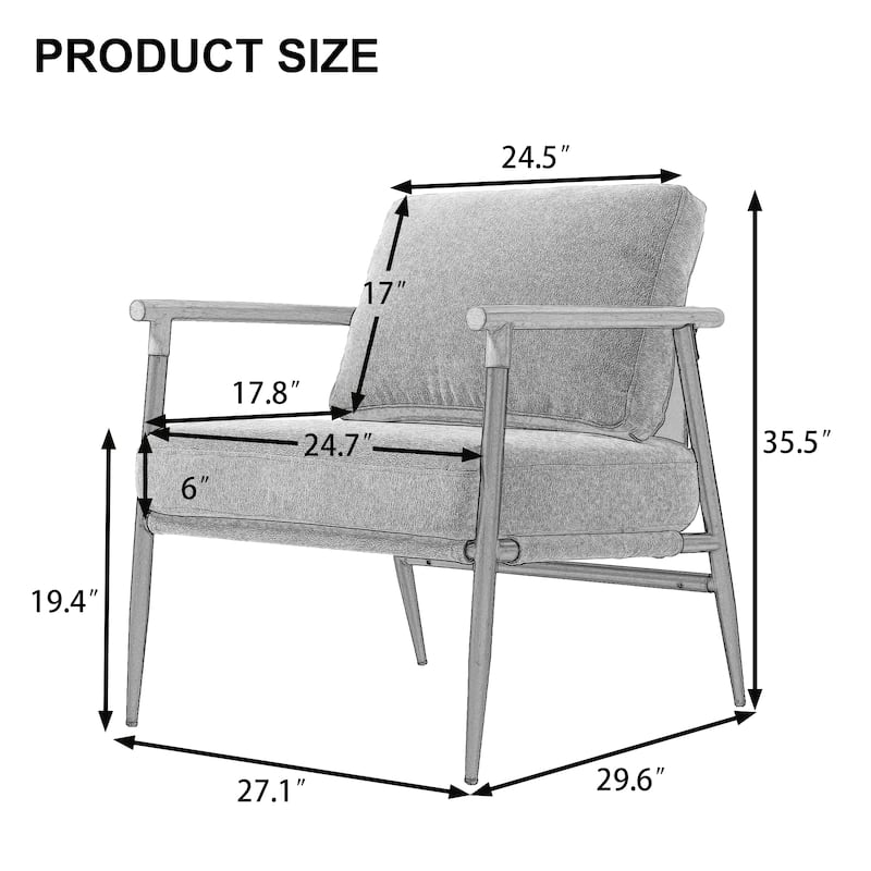 Madison 27'' Wide Vegan Leather/ Chenille Metal Frame Accent Chair