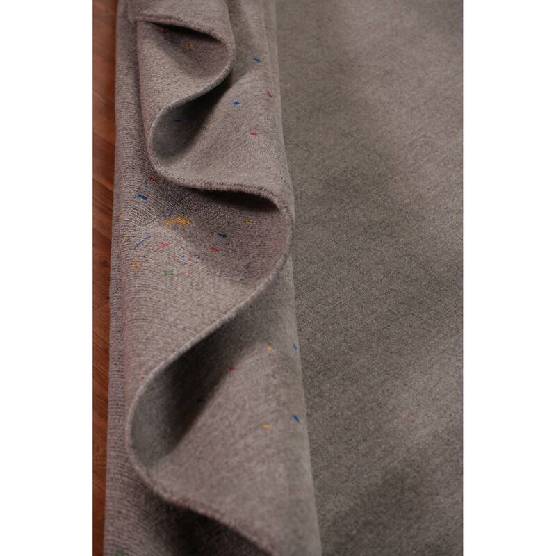 Tribal Gabbeh Indian Area Rug Handmade Grey Wool Carpet - 7'11" x 9'11"