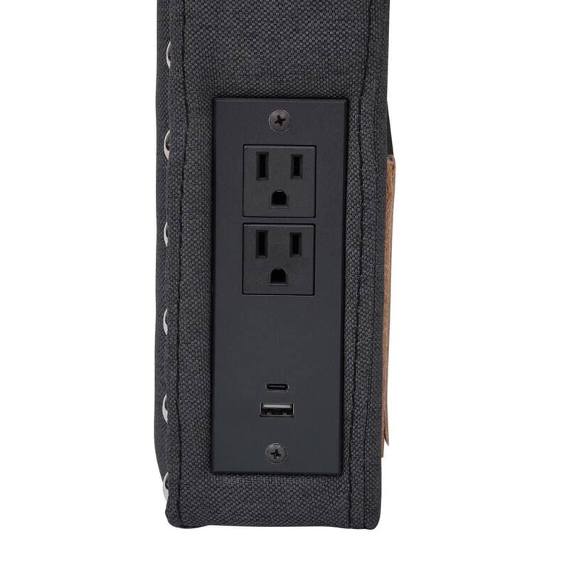 Contoured Headboard with 2 Power Outlets, 1 USB and 1 USB-C Port