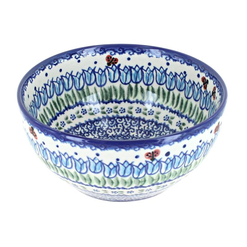 Blue Rose Polish Pottery Vena Cereal Bowl - Garden Tulip