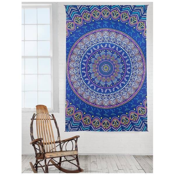 Handmade Cotton Taino Mandala Tapestry Wall Art Beach Sheet 60x90 Inches Blue Overstock 18020150