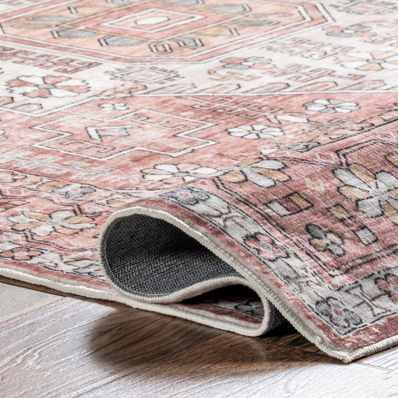 Nuloom Evon SpinClean Traditional Medallion Machine Washable Area Rug