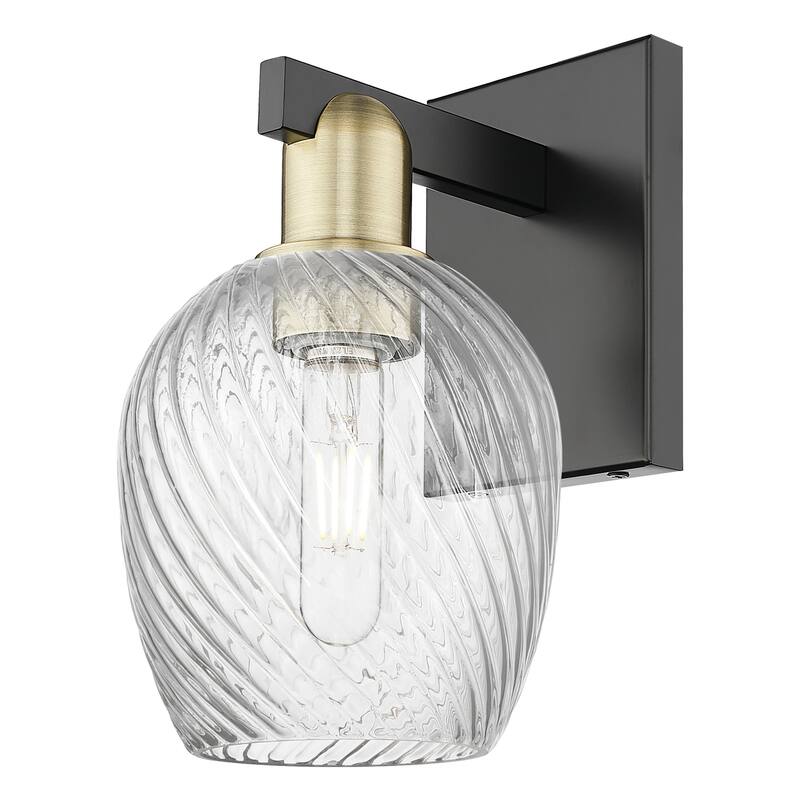 Innovations Lighting 716-1W-12-6 Salina Sconce Salina 12" Tall Wall - Black Antique Brass / Clear Spiral Fluted