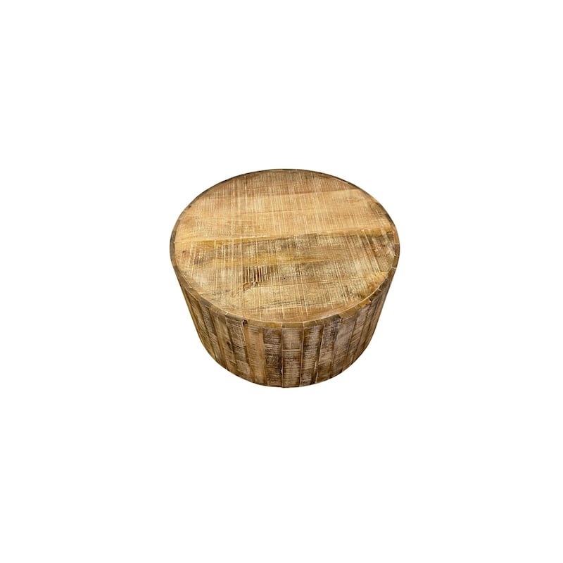 34" Rustic Natural Wooden Stump Coffee Table - 33.5' x 33.5' x 13'