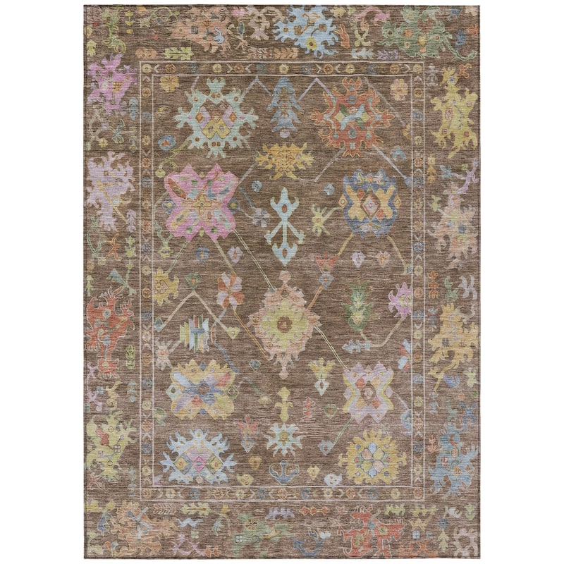 Machine Washable Indoor/ Outdoor Boho Traditional Chantille Rug