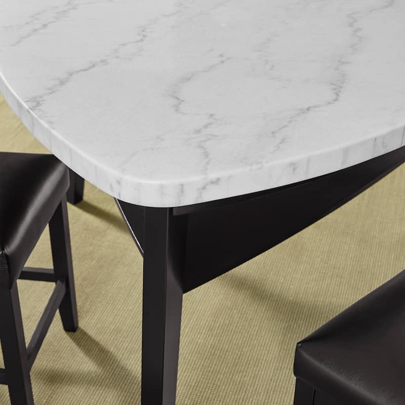 Steve Silver Concordia White Marble Top 60-Inch Counter Height Dining Table - Black