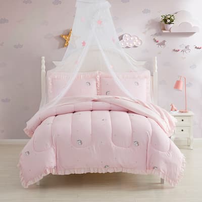 Kids Rainbow Unicorn Bed in a Bag 5 Piece Comforter, Sham & Sheet Set