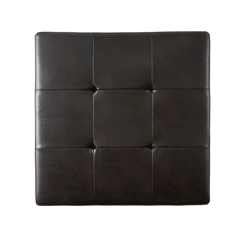 Roomfitters 31" Square Storage Ottoman, Tufted Faux Leather Coffee Table Bench with Lift Top, Dark Brown
