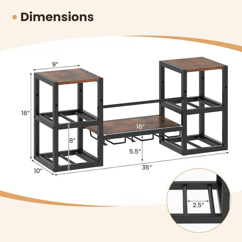 3-Tier Metal Hanging Wine Rack Wall Mounted Wine Display Storage Shelf