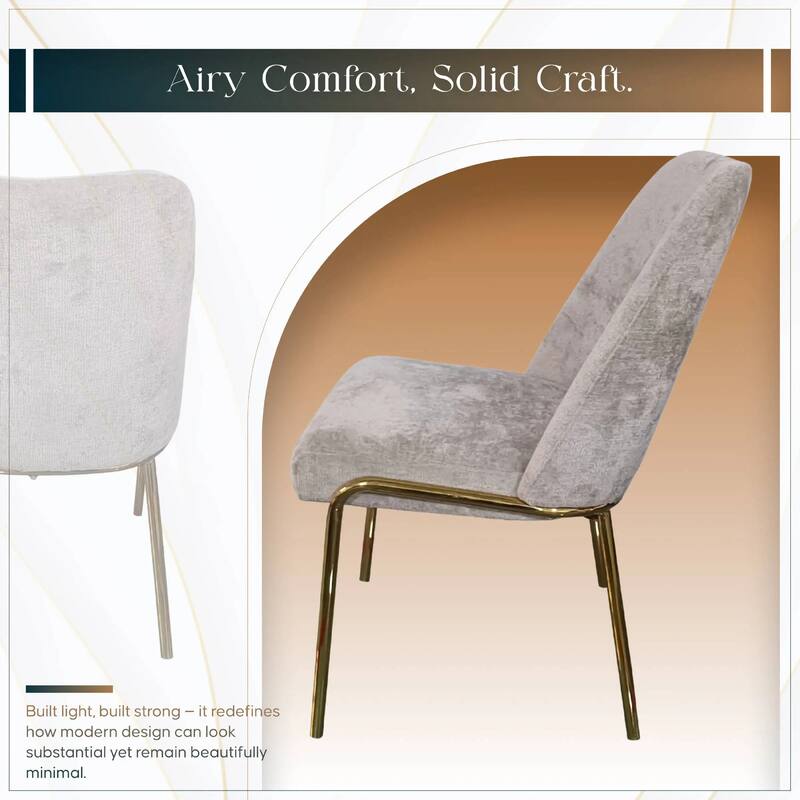 Lumen Modern Upholstered Kitchen Dining Chair with Gold Steel Legs Ergonomic Accent Chair