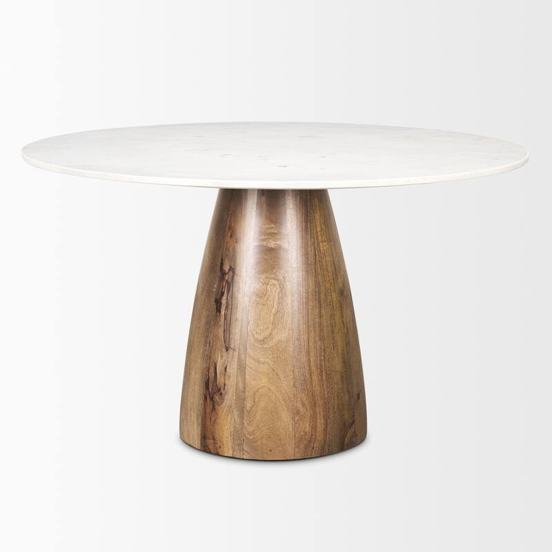 Allyson Round Genuine Marble Pedestal Dining Table
