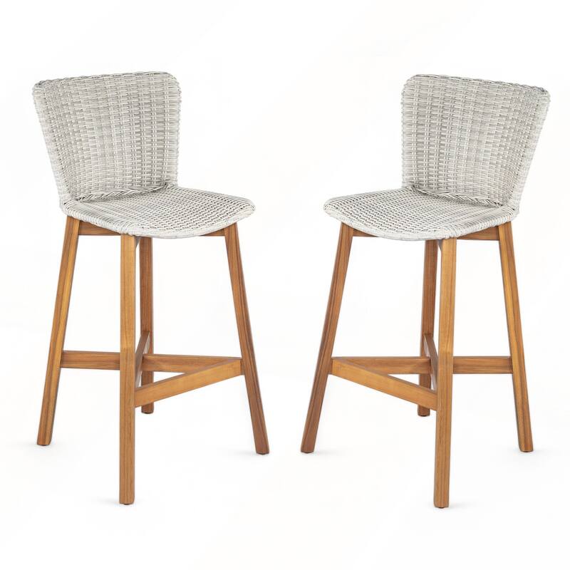 Outdoor Bar Stool with Wicker Set of 2