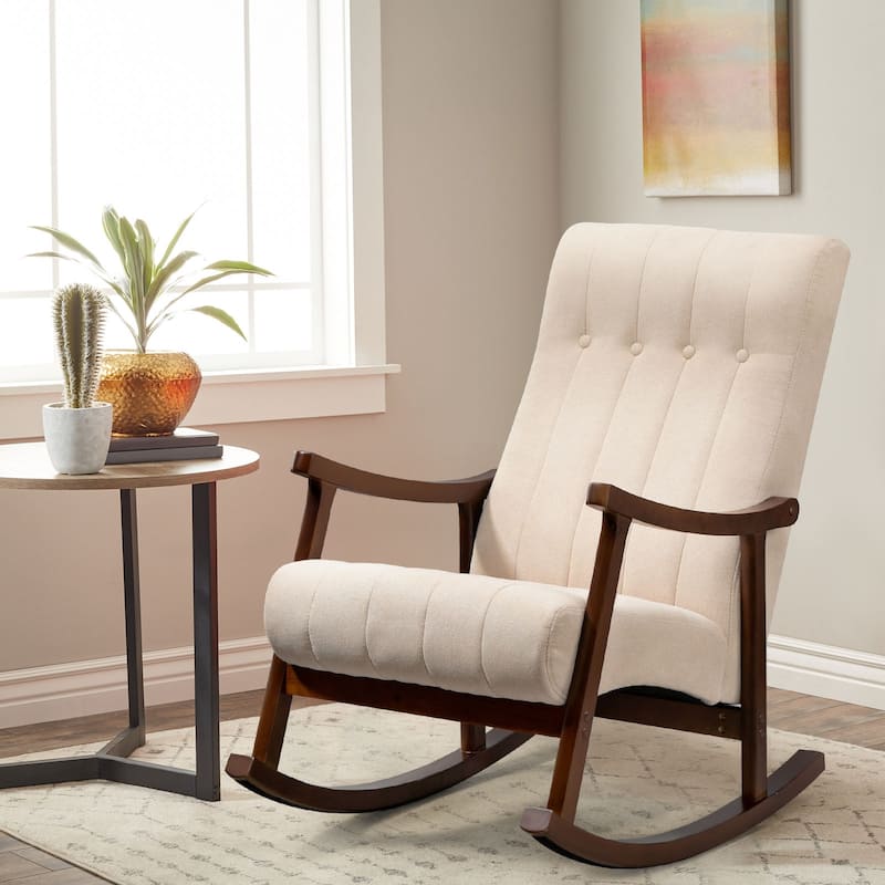 AVAWING Upholstered Rocking Chair Modern High Back Armchair