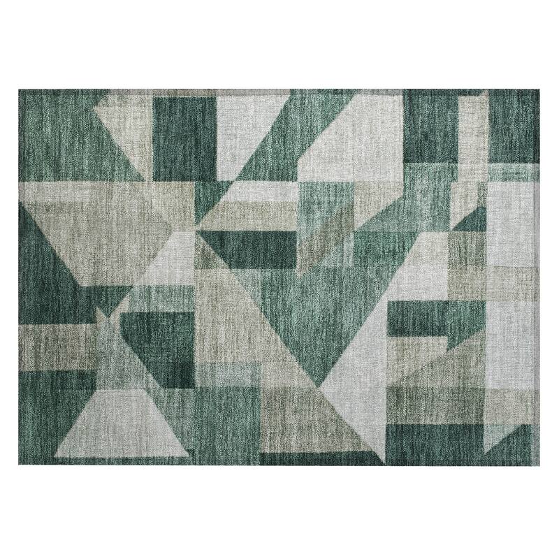 Machine Washable Indoor/ Outdoor Modern Geo Chantille Rug