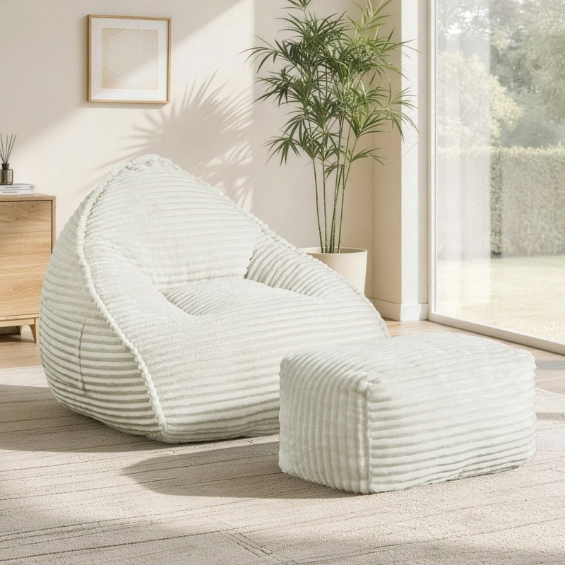 Spruce & Spring Boneless Bean Bag Chair with Ottoman Living Room
