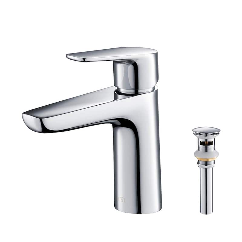 Lead Free Solid Brass Single Handle Bathroom Vanity Sink Faucet with Water Hose - Chrome W/ Pop Up Drain