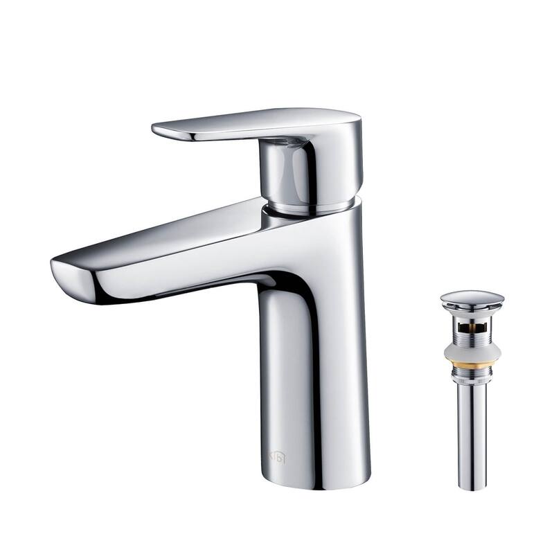 Lead Free Solid Brass Single Handle Bathroom Vanity Sink Faucet with Water Hose - Chrome W/ Pop Up Drain