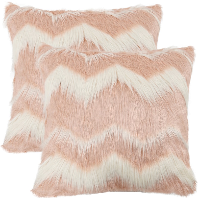 Chevron Shaggy Lamb FauxFur Pillow Cover (Set of 2), NO INSERT