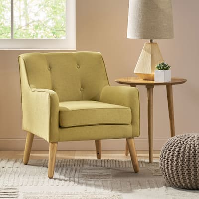 Merax Tufted Fabric Arm Chair with Wooden Legs